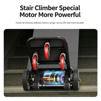 Nouvelle machine électrique automatique silencieuse pour monter les escaliers sur chenilles ; Pliable, portable, robuste, en acier au carbone, capacité de charge de 300 kg, vente au détail