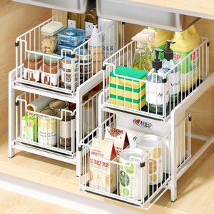 Double-Tier Standing Type Durable Powder-Coated ABS PP Carbon Steel Modern Multifunction Kitchen Storage <b>Rack</b> Organizer Living - Product Image 1