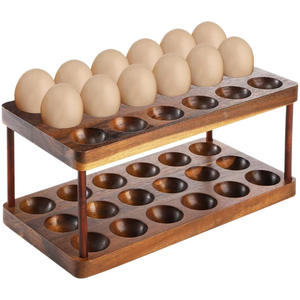 ชั้นวางไข่ไม้ 2 ชั้น ตู้เก็บรักษาความสดจากไม้เนื้อแข็ง สำหรับใช้ในครัวเรือน - Product Image 1