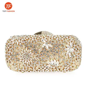 China Factory Wholesales Nice Crystal Rhinestone Clutch Evening Bag for Formal Party Flowers Clutch Purse