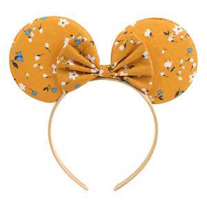 Wholesale Handmade Cute Floral Printed Hairband Cartoon Mouse Ears Hair Clips Headbands for <b>Kids</b> Girls - Product Image 2