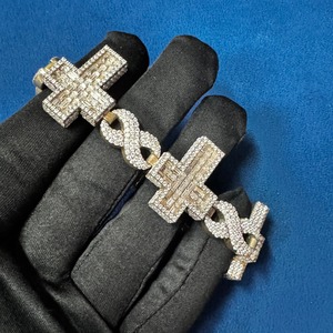 Top Demanded Moissanite Diamond 925 Sterling Silver <b>Infinity</b> Cross Hip Hop Cuban <b>Bracelet</b> Iced Out Bling Jewelry At Low Price - Product Image 5