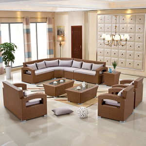 Garden Modern Patio Furniture Outdoor Set <b>Rattan</b> <b>Sofas</b> With Waterproof Cushion - Product Image 1