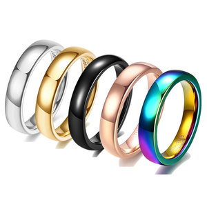 Simple Plain Band 4mm Tungsten Steel <b>Ring</b> For Women Engagement Jewelry Colored Gold Black Rose Gold Rainbow - Product Image 1