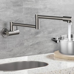 Rubinetto da Cucina Moderno in Acciaio Inox 304 Montato a Parete <span class=keywords><strong>Miscelatore</strong></span> per Lavello in Ottone <span class=keywords><strong>con</strong></span> Doccetta Estraibile - Product Image 6