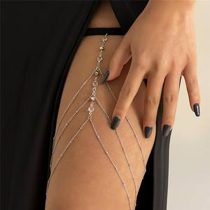 ベストセラーボヘミアンスタイル太ももチェーンジュエリーCzストーン付き18kゴールドステンレス鋼かわいい弾性バンド脚女性ボディチェーン - Product Image 2