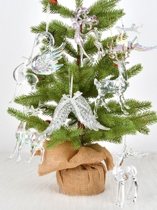 Decoraciones navideñas acrílicas transparentes coloridas-Reno Elefante Cisne Caballito de mar Adornos colgantes para Arreglo de árboles