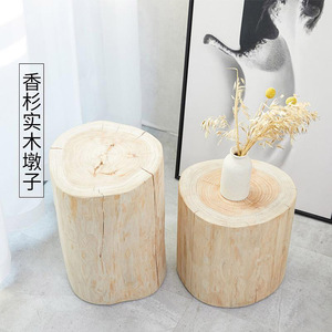 Taburete de madera nórdico con forma de tronco, artesanía en madera de color natural, para florero de suelo, tiendas de ropa y decoración del hogar - Product Image 4