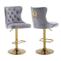 Tabourets de bar modernes de luxe à hauteur réglable, structure chromée, revêtement en tissu, mobilier de bar pour la maison, avec éclairage, pour la cuisine