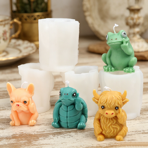 Moule en silicone pour bougies et savons en forme d'animaux (Bulldog, Grenouille, Tortue, Vache des Highlands), outil de moulage de résine et de mousse pour gâteaux DIY - Product Image 2