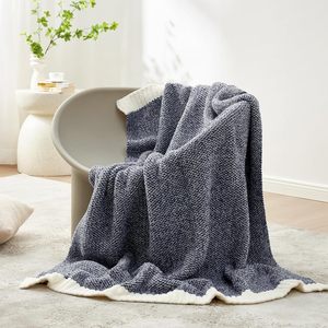 Ném Chăn Rất Mềm Mại Và Thoải Mái Flannel Dệt Kim Dệt Len Sherpa Chăn Cho Giường Và Sofa Vào Mùa Đông Và Mùa Thu - Product Image 4