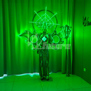 LED Light up Sci-Fi Angel Armor <strong>Costume</strong>, Glowing Mechanical Suit with <strong>Halo</strong> Wings for Stage, Events, Parties and Cosplay - Product Image 3