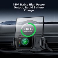 Chargeur de voiture sans fil rapide 15W |   Lumière RGB 360 °   Rotation |   Support de fixation pour tablette et téléphone pliable pour grille d'aération |   Support de fixation à dégagement rapide Q300