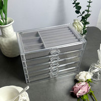 Boîte à bijoux en plastique acrylique pour boucles d'oreilles, colliers et clous d'oreilles, organisateur de rangement anti-poussière de type tiroir, présentoir de bureau transparent pour bagues