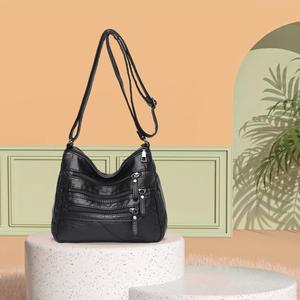 Borsa a tracolla da donna a tracolla con cinturino lungo nero a prova di acqua borsa Messenger in vera pelle poliestere con fodera due - Product Image 2