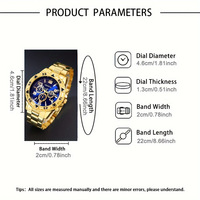 Montre de luxe pour homme, grand cadran, quartz, avec collier et bijoux assortis