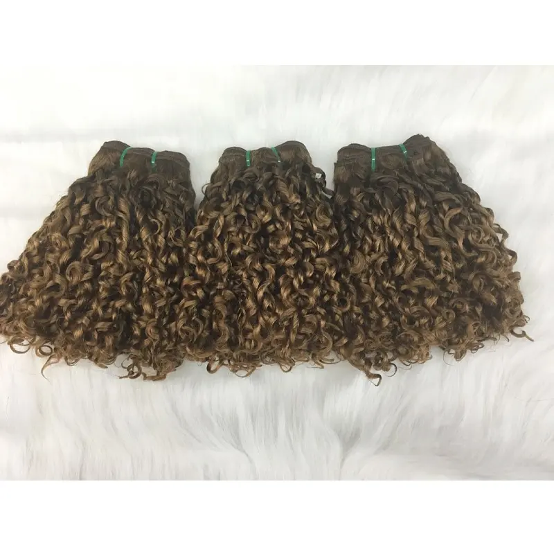 En popüler Fumi saç süper çift çizilmiş bakire manikür hizalanmış perulu saç demetleri Funmi Pixie kıvırmak Ombre renk