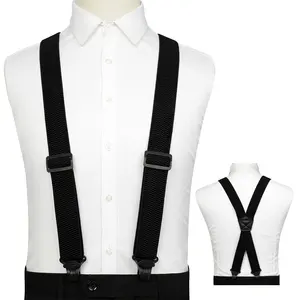 批发优质厂家价格商务礼品4个塑料夹可调男裤带黑色弹性X形吊带