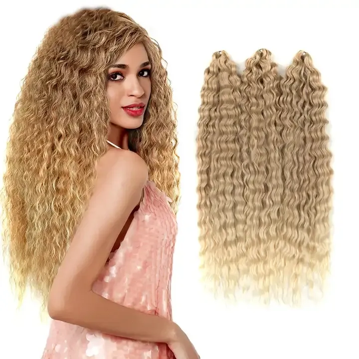 Lâche Vague Profonde Bundles de Cheveux Super Long Synthétique Bouclés Vague Twist Crochet Synthétique Tressage Ariel En Russie Extensions de Cheveux