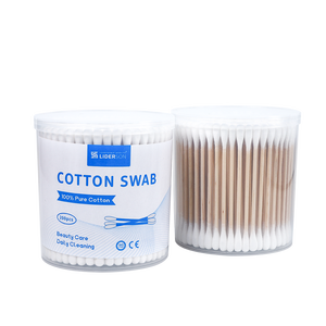 Coton-tiges jetables pour le nettoyage des oreilles et le maquillage, 200 pièces/boîte, tête ronde, bâtonnet en bois, coton-tige avec boîte ronde - Product Image 3