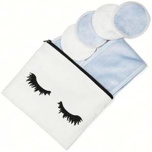 Reusable Makeup Remover Pads - 14 Pack with Laundry <b>Bag</b>, Canvas Storage <b>Bag</b>, Bonus Spa Headband | Organic Bamboo Velour Soft Fac - Product Image 6