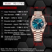 Jam Tangan Mekanik Otomatis Mewah PAGANI DESIGN 1783 Warna Terbaru Rose Gold Biru untuk Pria Jepang NH36 AR Sapphire