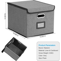 Organizador de Archivos Plegable de Lino con Asas y Tapas, Caja de Almacenamiento de Documentos Plegable para Archivos de Oficina, Venta al por Mayor de Fábrica