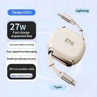Câble de charge rapide 240W double Type C avec blindage tressé rétractable pour iPhone, utilisation en voiture, cordon de charge portable, prend en charge la connexion CarPlay