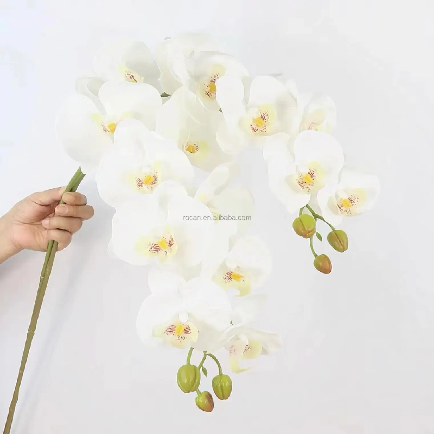 Factory Customized Bulk Silk Artificial 9 heads Phalaenopsis Wholesale white Wedding Decor Butterfly Orchids Artificial Flowers