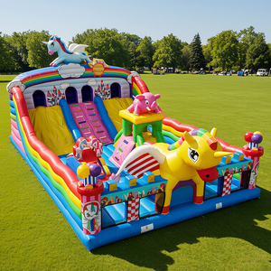 WINSUN Unicorn Paradise Commercial Grade PVC Kids Playground Inflatable Bounce House with Double Slide for Party Events Rental - Product Image 2