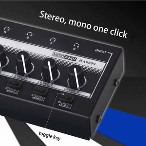 AOSHEN HA800S 8 Channel Mini Metal Monitor Splitter Audio Headphone Amplifier Portable <b>Stereo</b> Mono Toggle Keys - Product Image 5