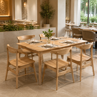 Ensemble de table et chaises de salle à manger en bois massif pour hôtel, mobilier de restaurant pour projets hôteliers, vente en gros sur mesure