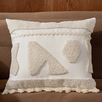 Housse de coussin personnalisable en coton lin brodé anti-statique 200 fils, forme de pain moderne, avec pompons pour canapé, décoration intérieure