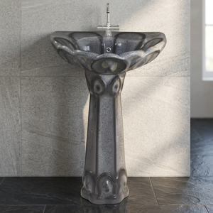 Luxury Multi Color Lotus Design Ceramic Pedestal Wash Basin Rectangle Lavabo Sink For Hospital Bathroom - Product Image 5