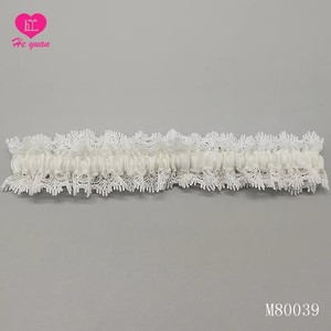 M80039 <span class=keywords><strong>Jarretière</strong></span> de mariage en dentelle <span class=keywords><strong>ivoire</strong></span>, organza, nœud et strass perlés, pour la mariée - Product Image 5
