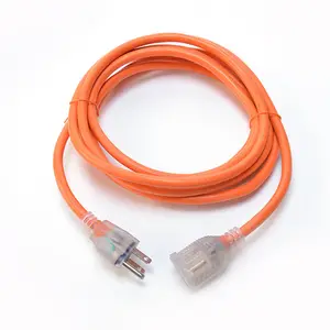 ETL標準SJTW-3 #12/3 AWG 15A/125V 1875ワット最大純銅ヘビーデューティーライト付き延長コード2導体 (グランド付き)