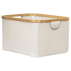 Clothing Organizer Storage <b>Box</b> Rectangle Foldable Off White Fabric Cotton Linen <b>Wardrobe</b> Use - Product Image 4