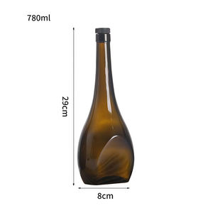 <span class=keywords><strong>Botella</strong></span> de vino vacía de barriga grande única y elegante personalizada al por mayor, <span class=keywords><strong>botella</strong></span> de champán marrón de cristal de 750ml con tapas - Product Image 4