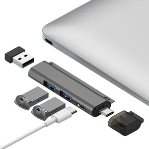 Tipo C Hub Splitter adattatore USB 3.0 per Laptop USB 3.0 Hub 4 porte USB C Docking Station Hub adattatore Otg Splitter 4 in 1 grigio 2-4