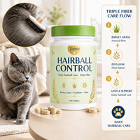 Comprimés de Psyllium pour le Contrôle des Boules de Poils chez les Chats – Formule Fibres pour une Digestion Facile, Santé Digestive et Routine de Toilettage – Qualité Supérieure, Vente en Gros