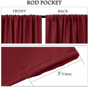 Sang Trọng Màu Đỏ Đỏ Màn Rèm <span class=keywords><strong>C</strong></span>ửa <span class=keywords><strong>C</strong></span>ách Nhiệt Tiếng Ồn Giảm Với Rod Pocket Top Cho Phòng Ngủ Phòng - Product Image 3