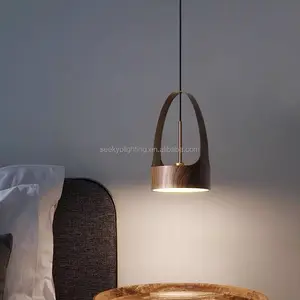 Walnut Wood Pendant Lamp Traditional Wooden Chandelier Lighting Wooden Pendant Light For Restaurant