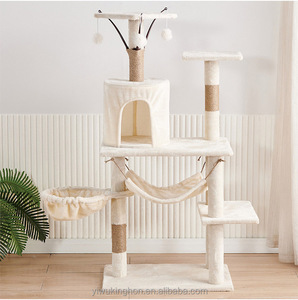 Multi-lapisan mewah kucing pohon memanjat bingkai tempat tidur gantung Kondominium anak kucing interaktif tiang goresan Sisal mewah pohon kucing - Product Image 1