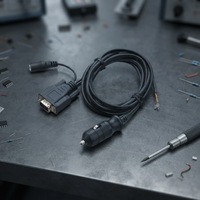Kabel Combo Daya 12V dengan Colokan Pemantik Rokok, Klip Pegas Ganda, Konektor DB9 Betina, Sekrup Knurled, dan Jack DC Barrel