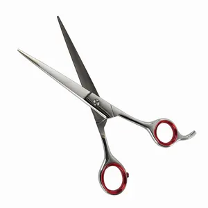 Super sharp blade stainless steel hair cutting barber shears with fixed finger rest