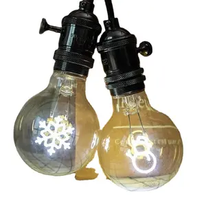 G80 Globe Funky LED Light Bulb 2W Snowman Snowflake Set Night Light Bulb Antique Vintage Edison Bulb E26 White Light
