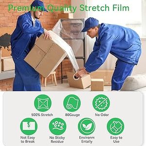 Film étirable HDPE Huamaohengchun 18 pouces, rouleau de 1500 pieds, 80 gauge, transparent, qualité industrielle, qualité alimentaire, film rétractable pour palettes - Product Image 3
