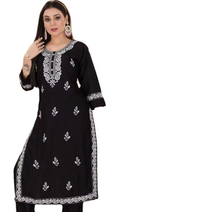 India Ethnic Women's Clothing Set 3pcs <strong>Unstitched</strong> Silk Kurti Kurta Kameez Salwar Suit Heavy Fabric Pakistani Style Indian Women - Product Image 1