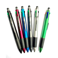 Stylo bille promotionnel quatre couleurs multifonction 4 en 1 avec stylet pour cadeau avec logo client