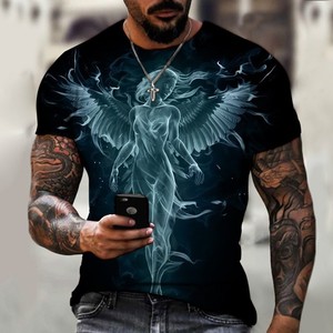 T-shirt estiva da uomo con motivo a forma di leone con motivo 3d con stampa a manica corta t-shirt sportiva con Micro elastico - Product Image 3